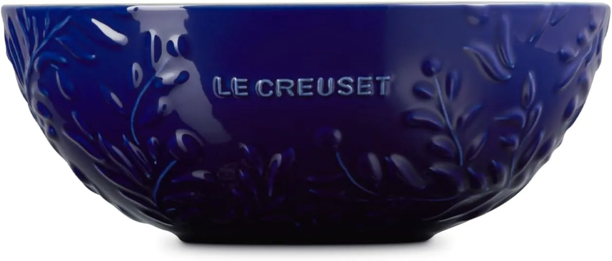 Le Creuset Olive Branch Collection Multi Bowl, 3.5 qt., Indigo with Embossed Lid