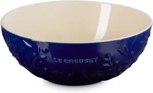 Le Creuset Olive Branch Collection Multi Bowl, 3.5 qt., Indigo with Embossed Lid