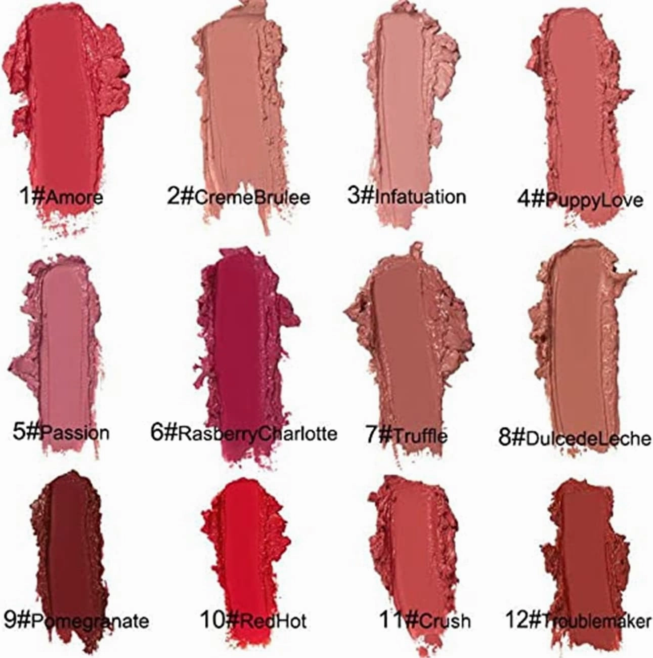 LELEBEAR 12 Color Cream Texture Lipstick Waterproof, Lip Lust Creme Lipgloss, Waterproof Long lasting Liquid Lipstick for Women, Easy to Color Creme Lipgloss (12 Color)