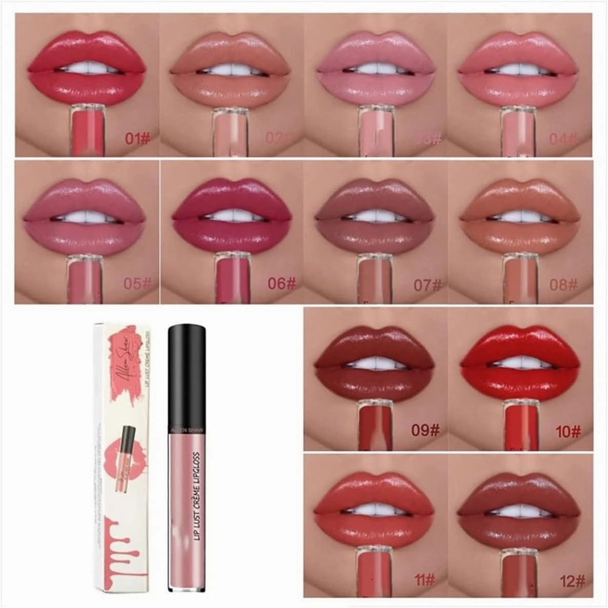 LELEBEAR 12 Color Cream Texture Lipstick Waterproof, Lip Lust Creme Lipgloss, Waterproof Long lasting Liquid Lipstick for Women, Easy to Color Creme Lipgloss (12 Color)
