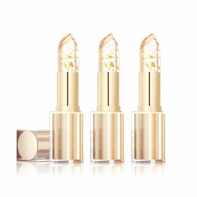 Levora Color Changing Lipstick, Bymolia Transparente Transferproof Gold Crystal Color Changing Lipstick, Long Lasting Moisturizing Glossy Shine Lip Gloss (3 Pcs)