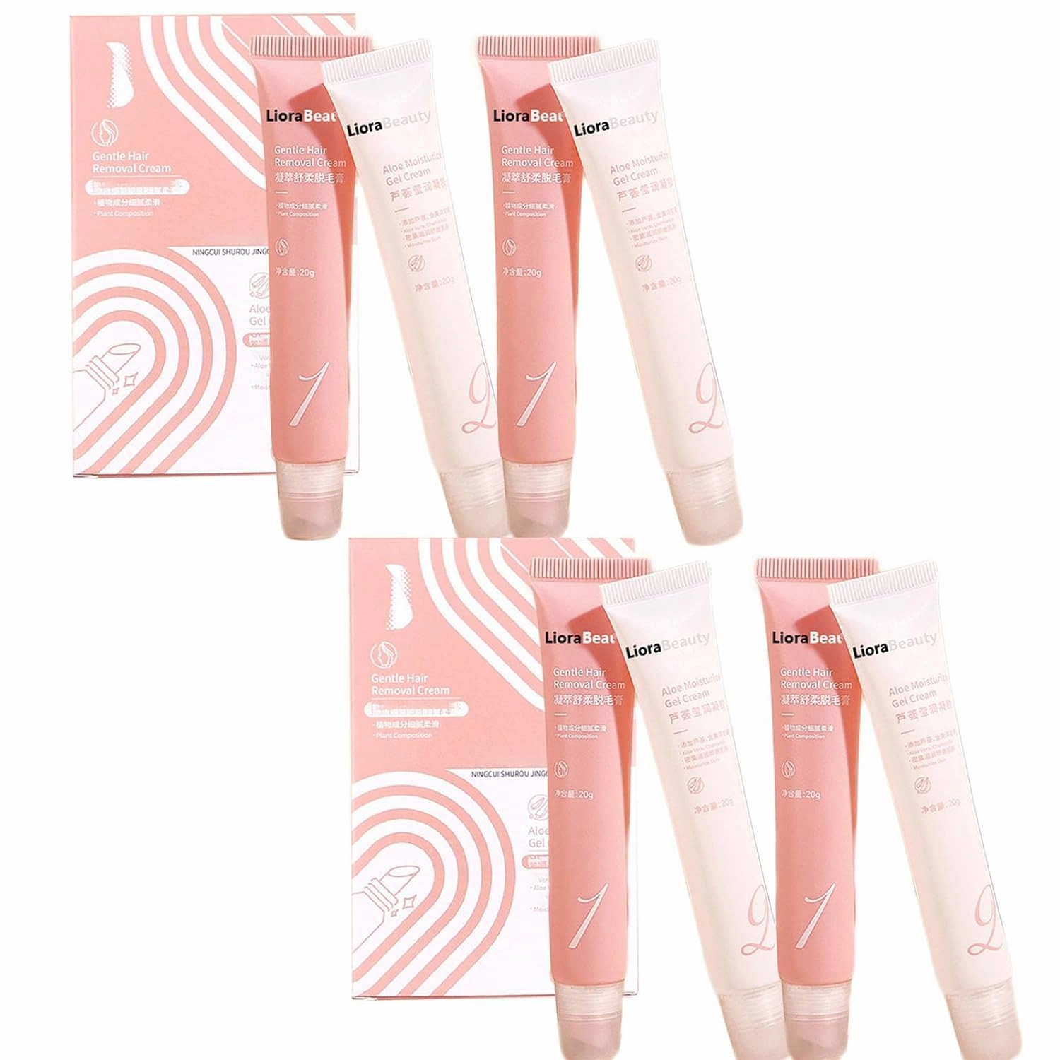 Liora Beauty Facial Hair Removal Cream, 1.4 Oz Moisturizing Painless Hair Removal Cream for Upper Lip, Chin, And Facial (4Set)