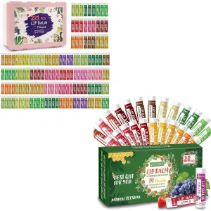 Lip Balm 221 Pack and 28 Pcs Natural Chap Sticks Bulk for Men Women Kids