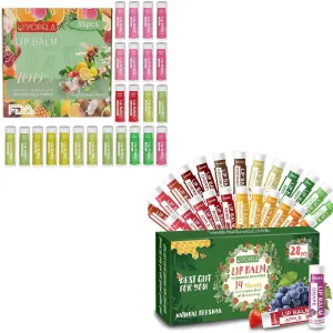 Lip Balm 36 Pack and 28 Pcs Natural Chap Sticks Bulk Christmas Gift for Men Women Kids