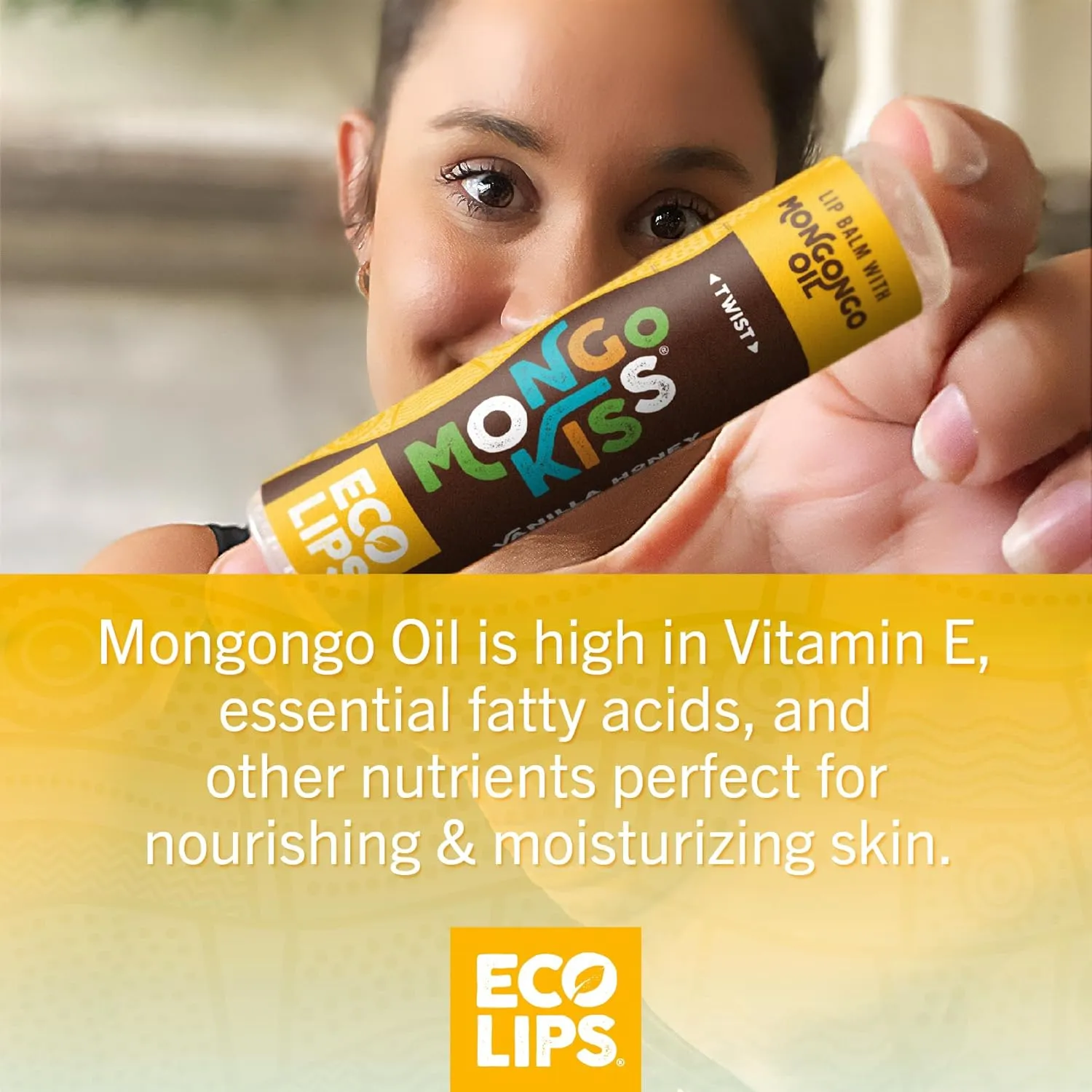 LIP BALM Mongo Kiss 6-Pack by Eco Lips 100% Organic Beeswax & Cocoa Butter Lip Care with Mongongo Oil - Soothe & Moisturize Dry & Cracked Lips - Made in USA. (Unflavored)