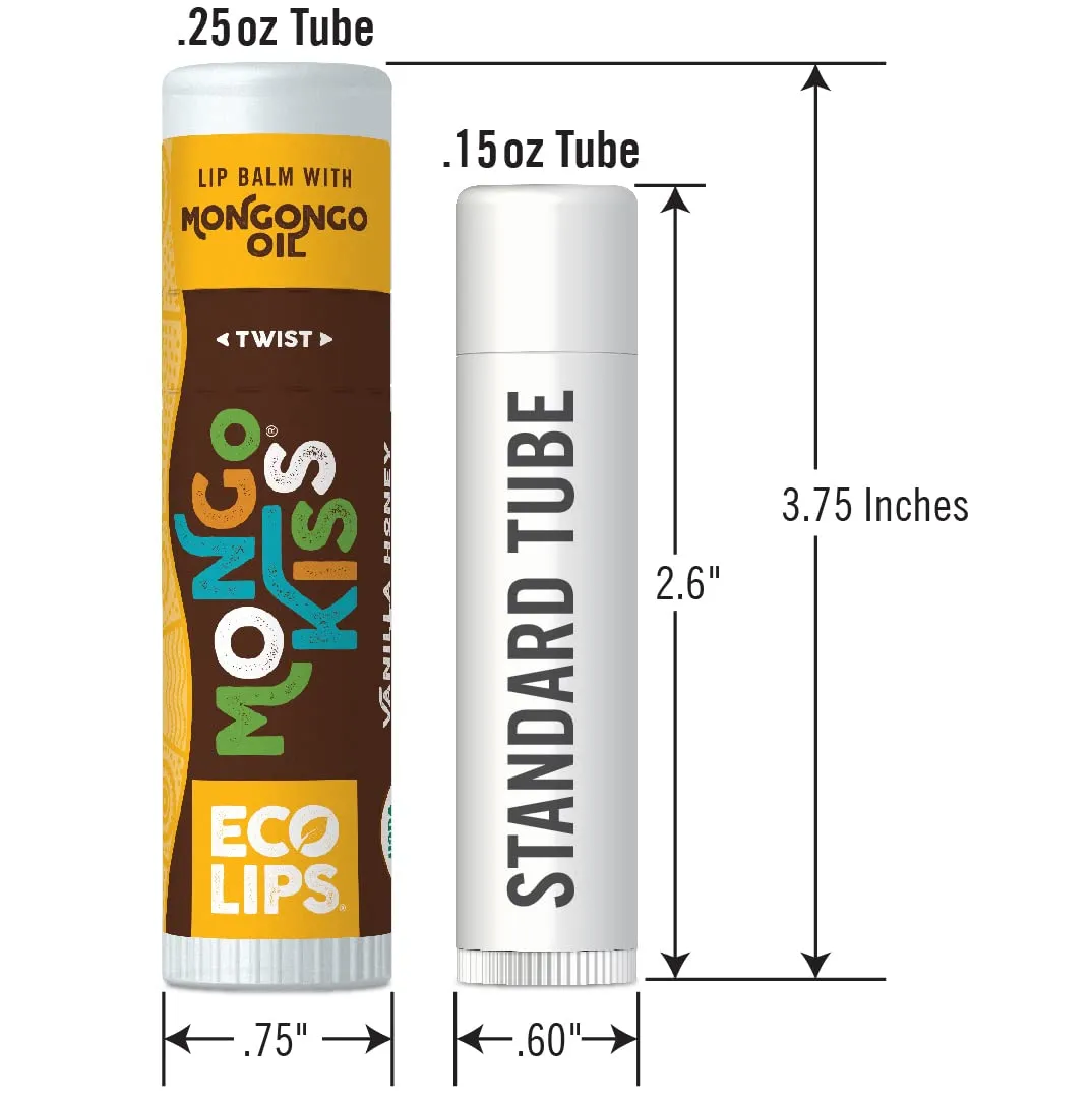 LIP BALM Mongo Kiss 6-Pack by Eco Lips 100% Organic Beeswax & Cocoa Butter Lip Care with Mongongo Oil - Soothe & Moisturize Dry & Cracked Lips - Made in USA. (Unflavored)