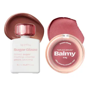 Lip Potion Sugar Glaze No.9 Coco Ball & Balmy Cream Cheek No.5 Tender Rose