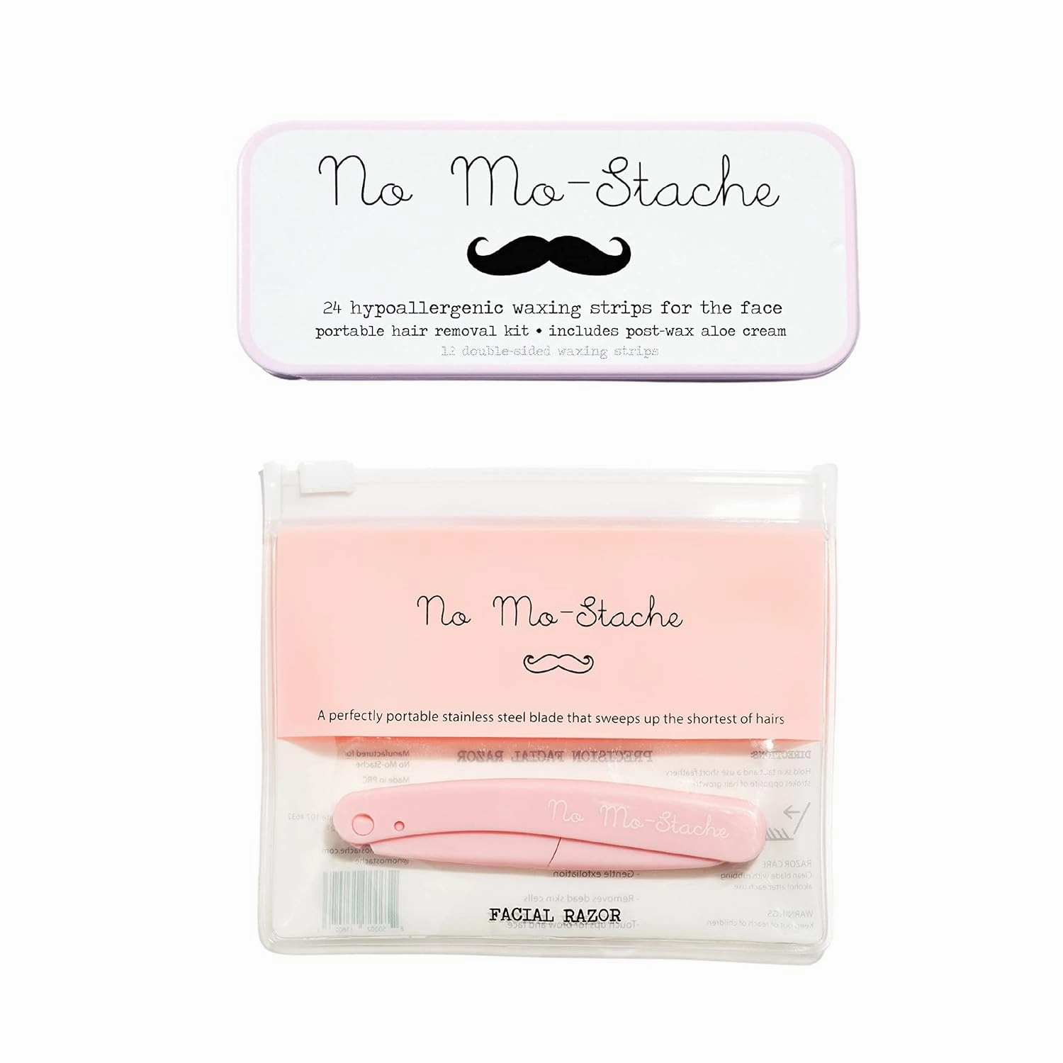 Lip and Facial Hair Removal Bundle - Shark Tank Wax Strips, Exfoliating Razor for Upper Lip, Eyebrow Shaping
