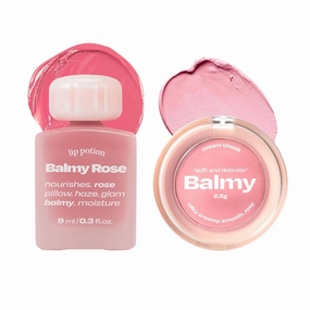 Lip Potion Balmy Rose No.2 Blush Pink & Balmy Cream Cheek No.2 Strawberry Milk