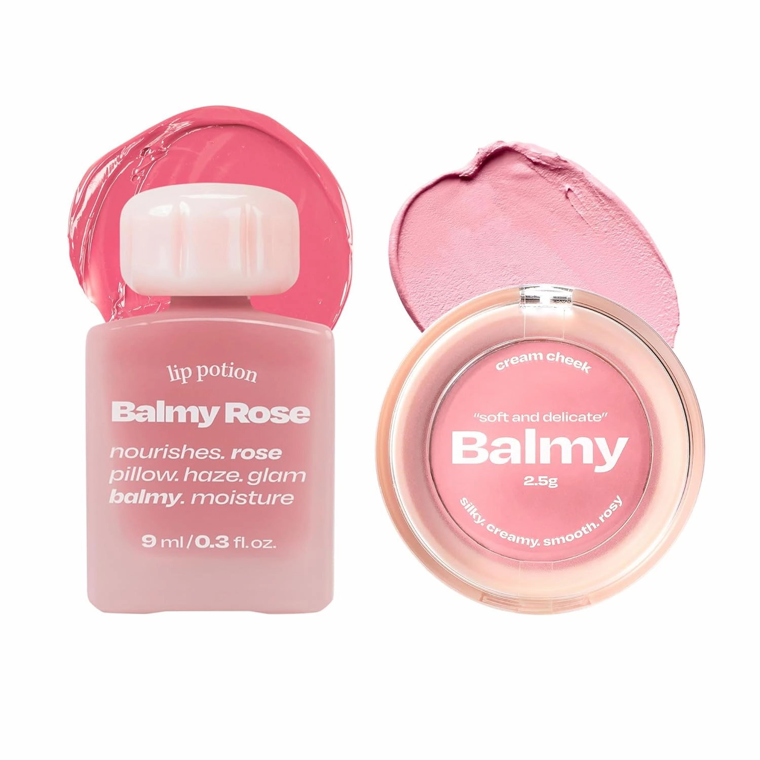 Lip Potion Balmy Rose No.2 Blush Pink & Balmy Cream Cheek No.2 Strawberry Milk