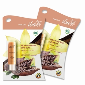 Lips Moisture Rich Lip Balm - Cocoa Vanilla, 4.5 g (Pack of 2) | For Dry Damaged & Chapped Lips | Enriched with Cocoa Butter, Shea Butter l Glossy Finish | Halal Certified & Vegan