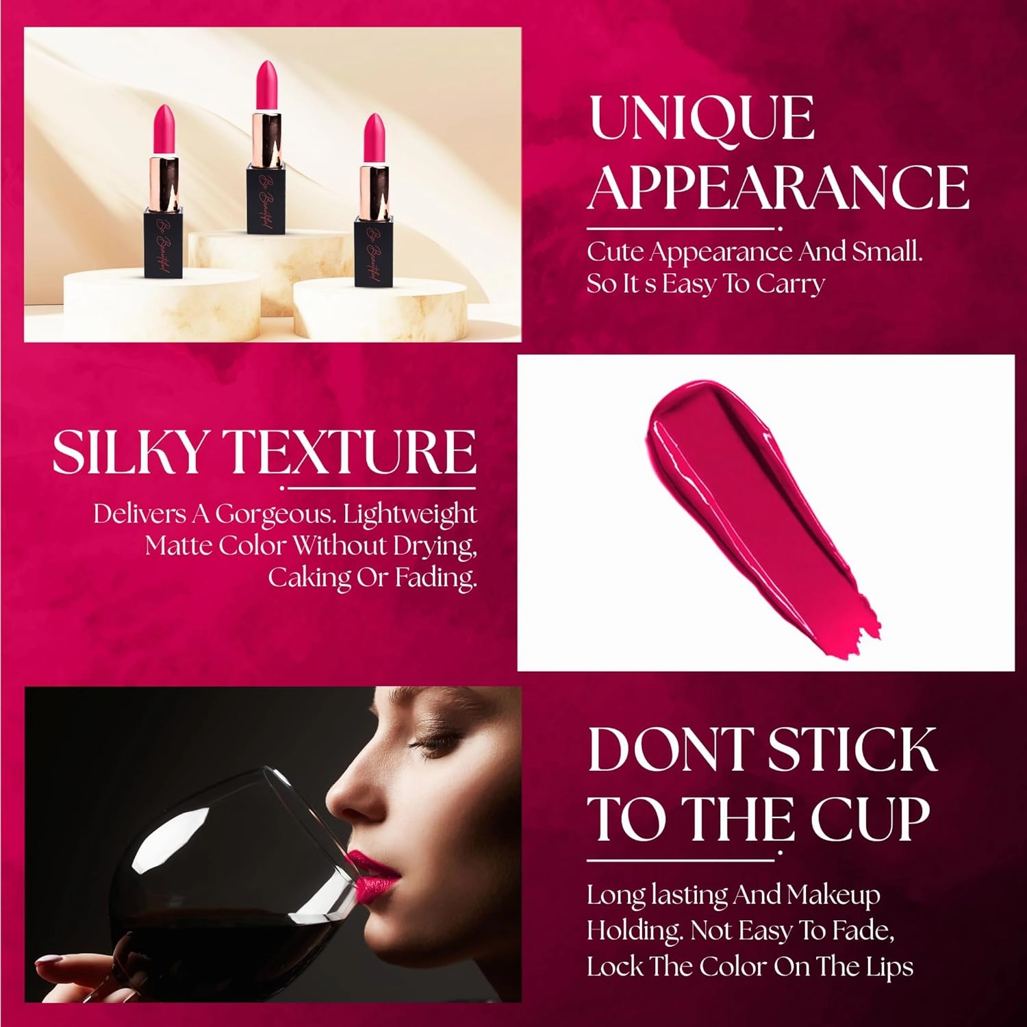 lipstick provides smooth moisturizing application creamy on my lips hydrating long lasting wear non-sticky glides on provides maximum color organic shea butter-valentine