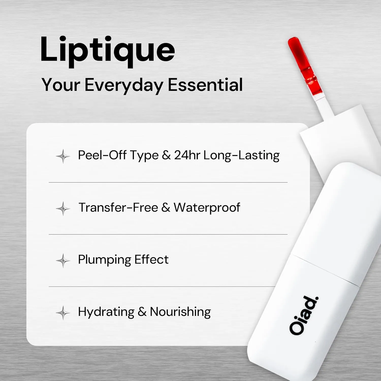 Liptique Korean Lip Stain Peel Off - 24 Hour Long Lasting Lip Tattoo, Waterproof & Transfer Proof, Nourishing & Hydrating Lip Tint for Women, Instant Plumping Lip Tints Peel Off (002 ODDPIN)