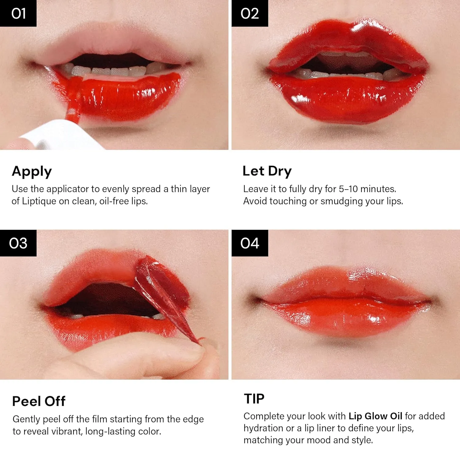 Liptique Korean Lip Stain Peel Off - 24 Hour Long Lasting Lip Tattoo, Waterproof & Transfer Proof, Nourishing & Hydrating Lip Tint for Women, Instant Plumping Lip Tints Peel Off (002 ODDPIN)