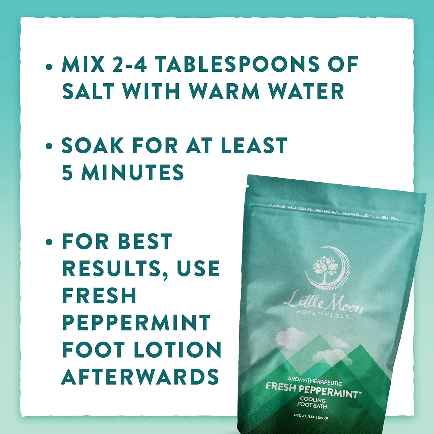 Little Moon Essentials Cooling Foot Bath Salt, Fresh Peppermint, 13.5 oz.