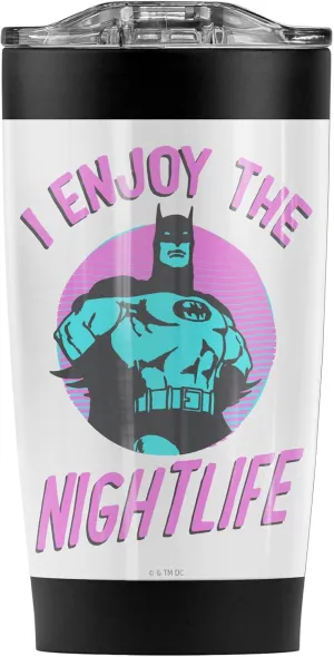LOGOVISION Batman OFFICIAL The Gotham Nightlife Stainless Steel Tumbler with Straw and Flip Lid 20 oz Travel Mug/Cup, Vacuum Insulated & Double Wall with Leakproof Dual Lid