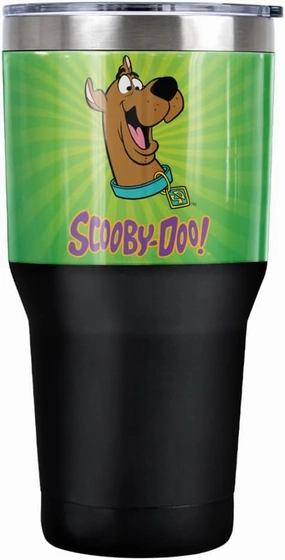 LOGOVISION Scooby-Doo Burst Stainless Steel Tumbler 30 oz Coffee Travel Cup, Vacuum Insulated & Double Wall with Leakproof Sliding Lid