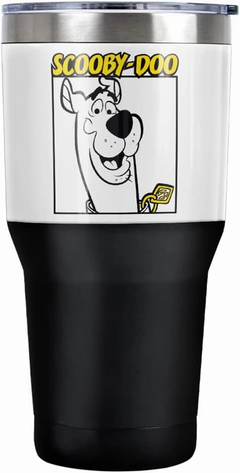 LOGOVISION Scooby Doo Scooby Square Stainless Steel Tumbler 30 oz Coffee Travel Cup, Vacuum Insulated & Double Wall with Leakproof Sliding Lid