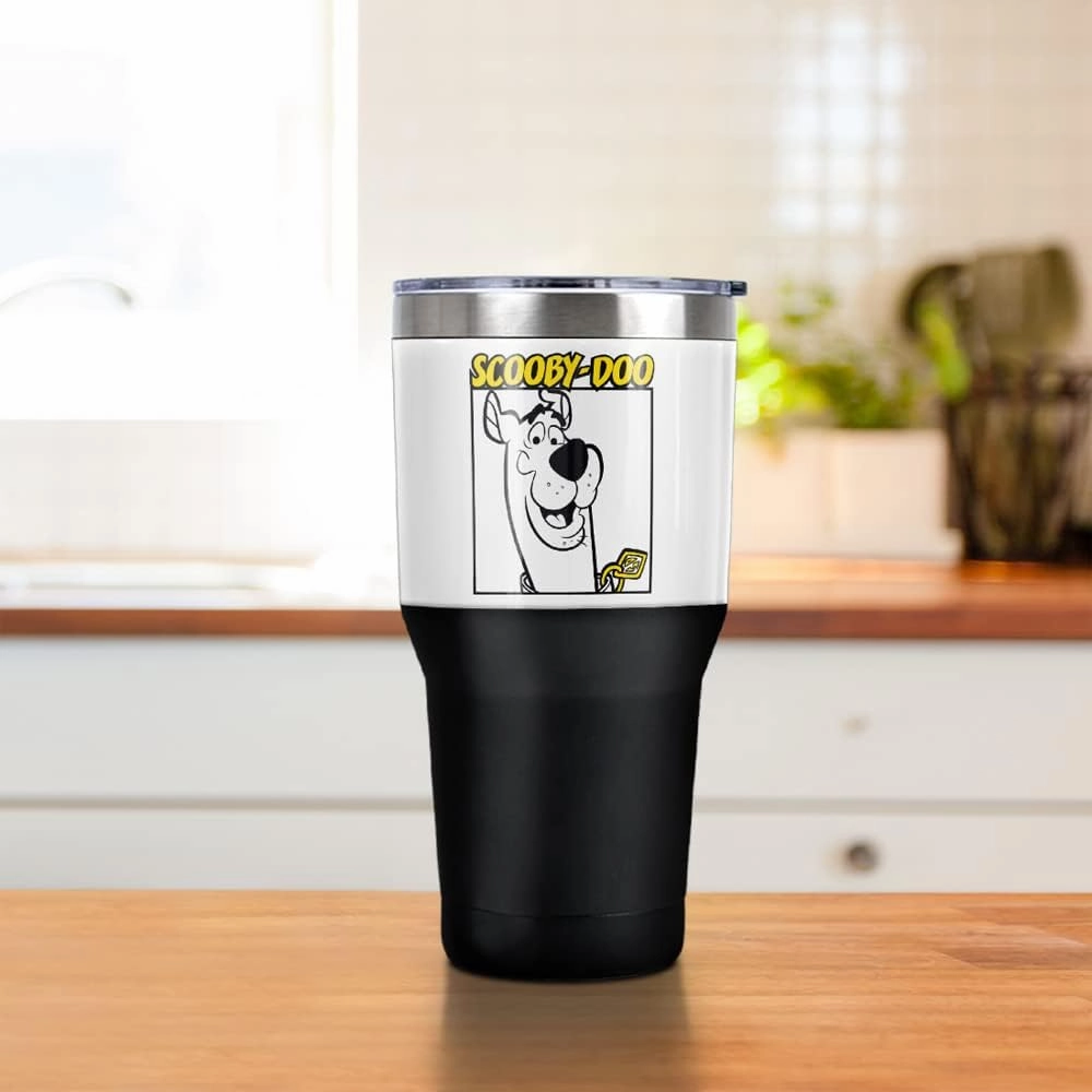 LOGOVISION Scooby Doo Scooby Square Stainless Steel Tumbler 30 oz Coffee Travel Cup, Vacuum Insulated & Double Wall with Leakproof Sliding Lid