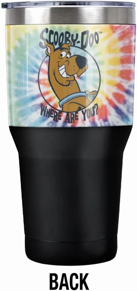 LOGOVISION Scooby Doo Tie Dye Stainless Steel Tumbler 30 oz Coffee Travel Cup, Vacuum Insulated & Double Wall with Leakproof Sliding Lid