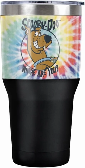 LOGOVISION Scooby Doo Tie Dye Stainless Steel Tumbler 30 oz Coffee Travel Cup, Vacuum Insulated & Double Wall with Leakproof Sliding Lid