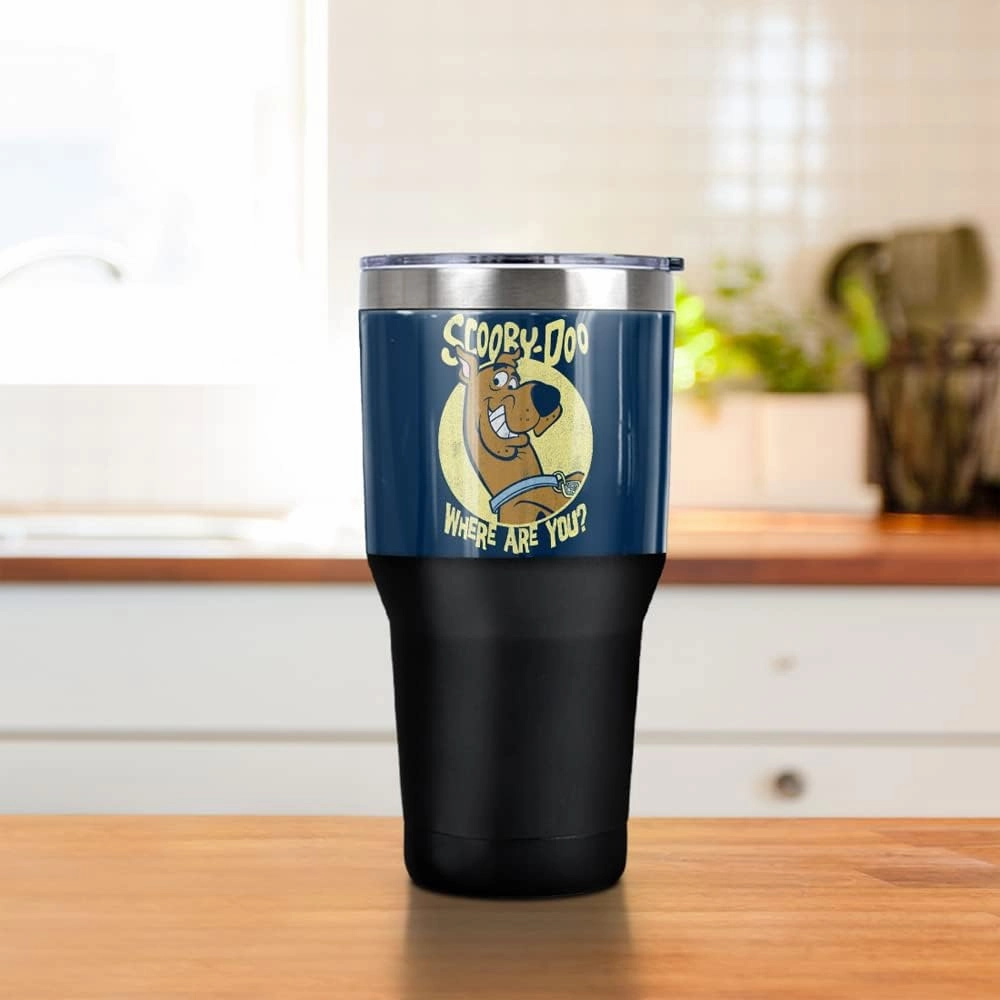 LOGOVISION Scooby Doo Where Are You Stainless Steel Tumbler 30 oz Coffee Travel Cup, Vacuum Insulated & Double Wall with Leakproof Sliding Lid