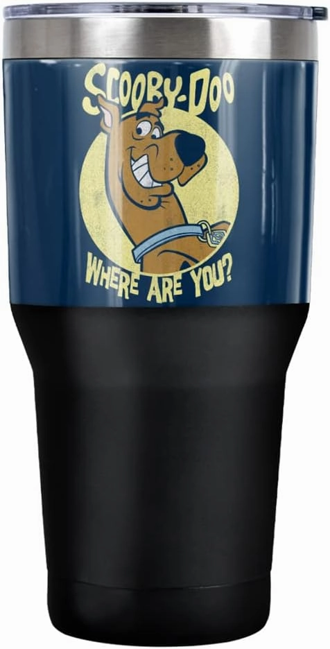 LOGOVISION Scooby Doo Where Are You Stainless Steel Tumbler 30 oz Coffee Travel Cup, Vacuum Insulated & Double Wall with Leakproof Sliding Lid