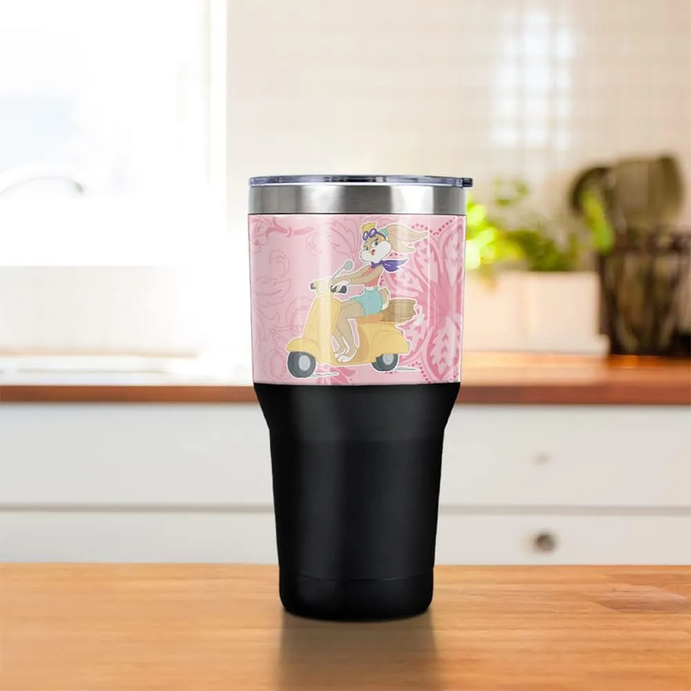 Looney Tunes Lola Bunny Scooter Stainless Steel Tumbler 30 oz Coffee Travel Cup, Vacuum Insulated & Double Wall with Leakproof Sliding Lid
