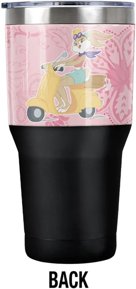 Looney Tunes Lola Bunny Scooter Stainless Steel Tumbler 30 oz Coffee Travel Cup, Vacuum Insulated & Double Wall with Leakproof Sliding Lid
