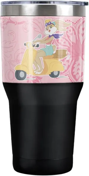 Looney Tunes Lola Bunny Scooter Stainless Steel Tumbler 30 oz Coffee Travel Cup, Vacuum Insulated & Double Wall with Leakproof Sliding Lid