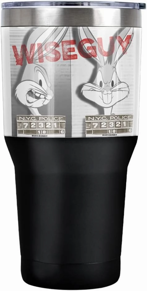 Looney Tunes Bugs Bunny Wiseguy Stainless Steel Tumbler 30 oz Coffee Travel Cup, Vacuum Insulated & Double Wall with Leakproof Sliding Lid