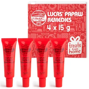 Lucas Pawpaw Lip Ointment, Lucas Pawpaw Cream, Lucas Pawpaw Ointment for Lips & Dry Skin (4 x 15g)