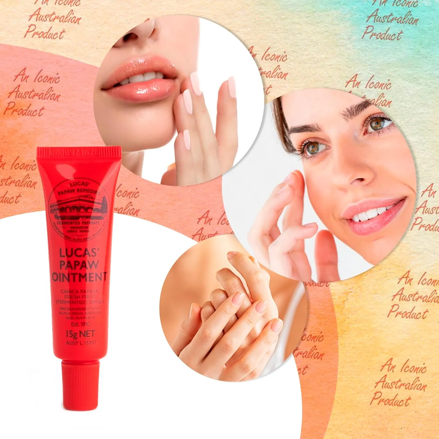Lucas Pawpaw Lip Ointment, Lucas Pawpaw Cream, Lucas Pawpaw Ointment for Lips & Dry Skin (4 x 15g)