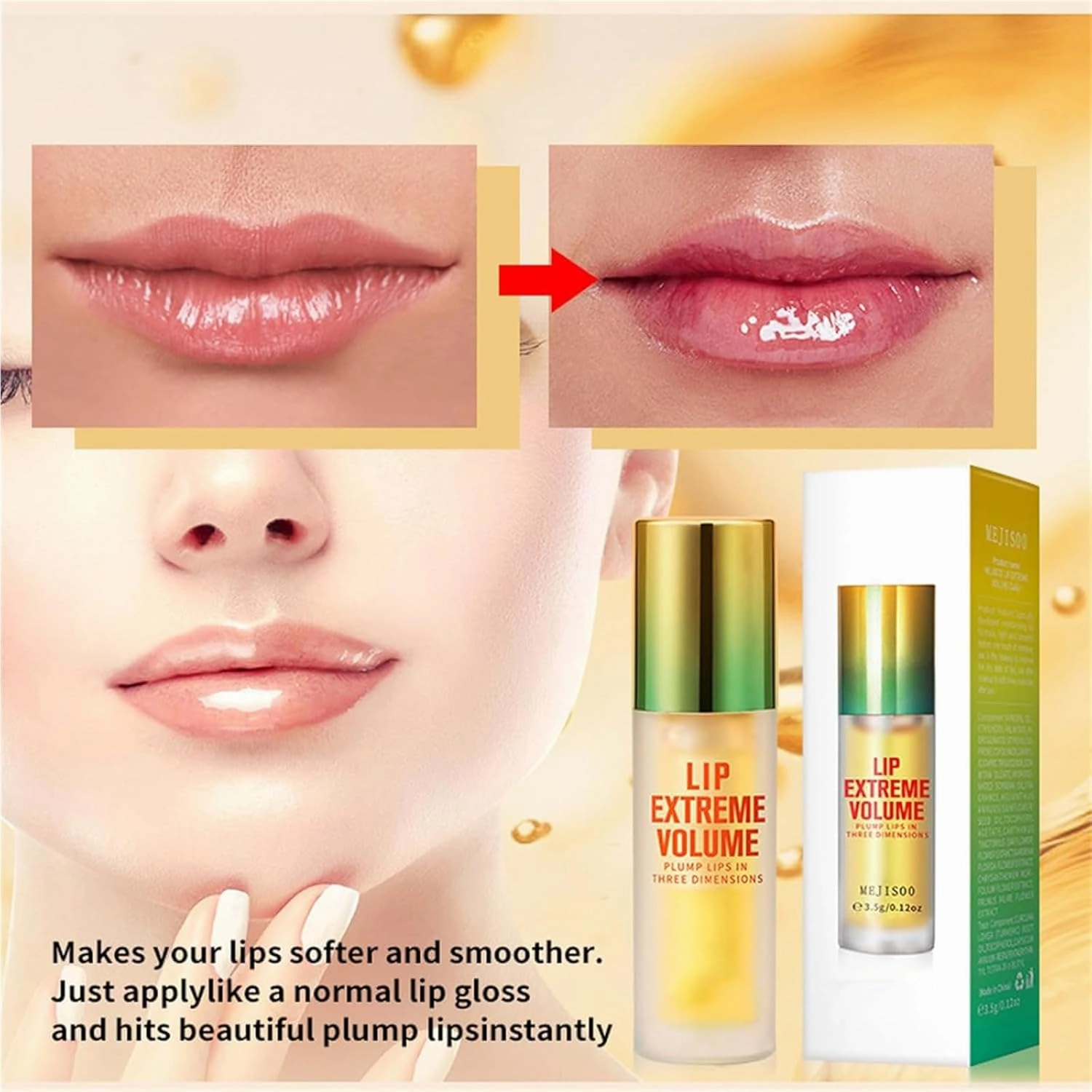 Luxurabalm Lip Plumper, Dual Formula Plumping Lip Gloss with Ginger & Mint, Natural Mouth Care & Enhancer Set, Volumizing and Moisturizing Balm (Ginger)