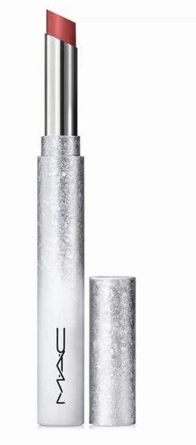 M.A.C Powder Kiss Velvet Blur Slim Lipstick - PEPPERY PINK (Soft Warm Pink) .07 oz / 2 g.