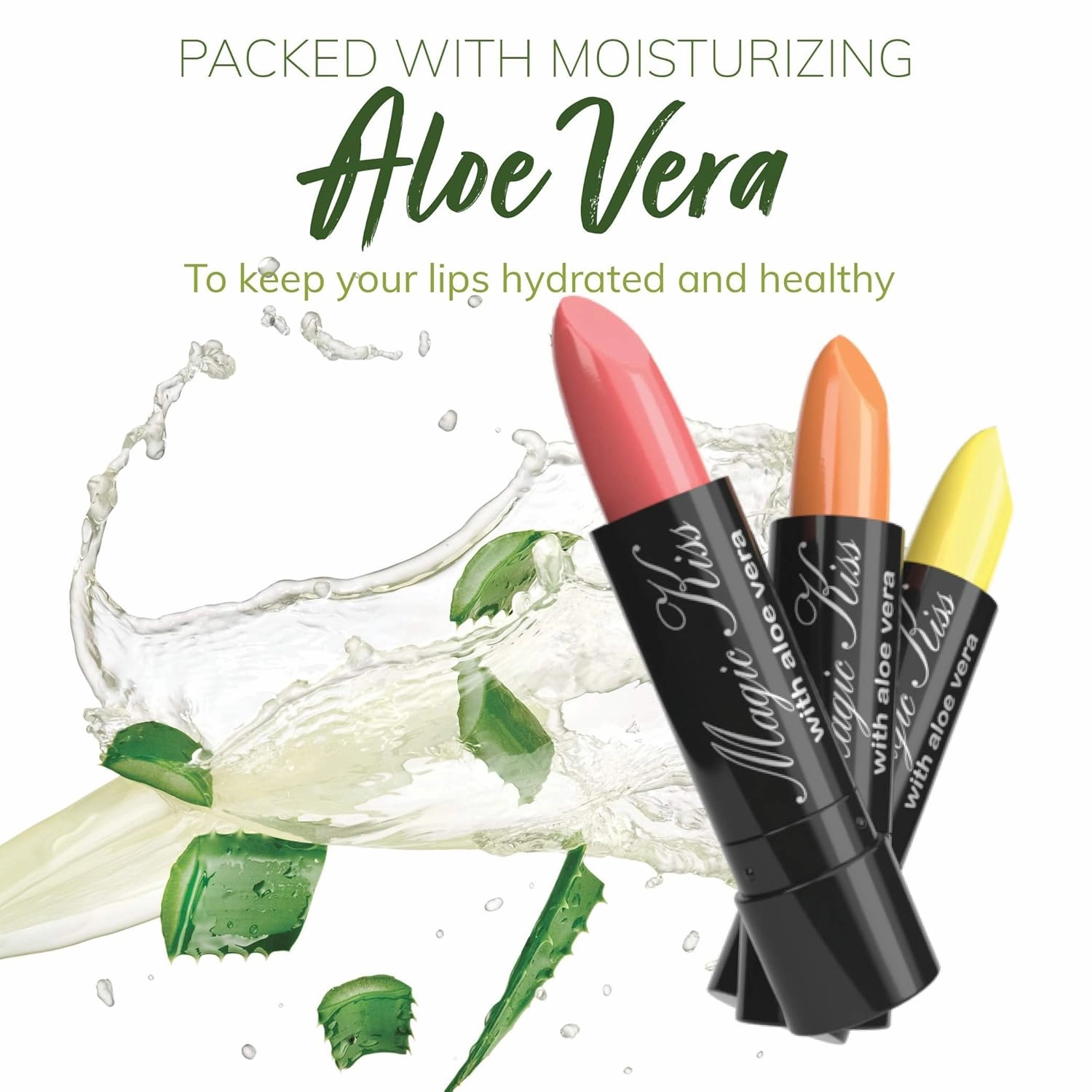 Magic Kiss Pack of 12 Color Changing Aloe Vera Lipstick set, MADE IN USA (Blue)