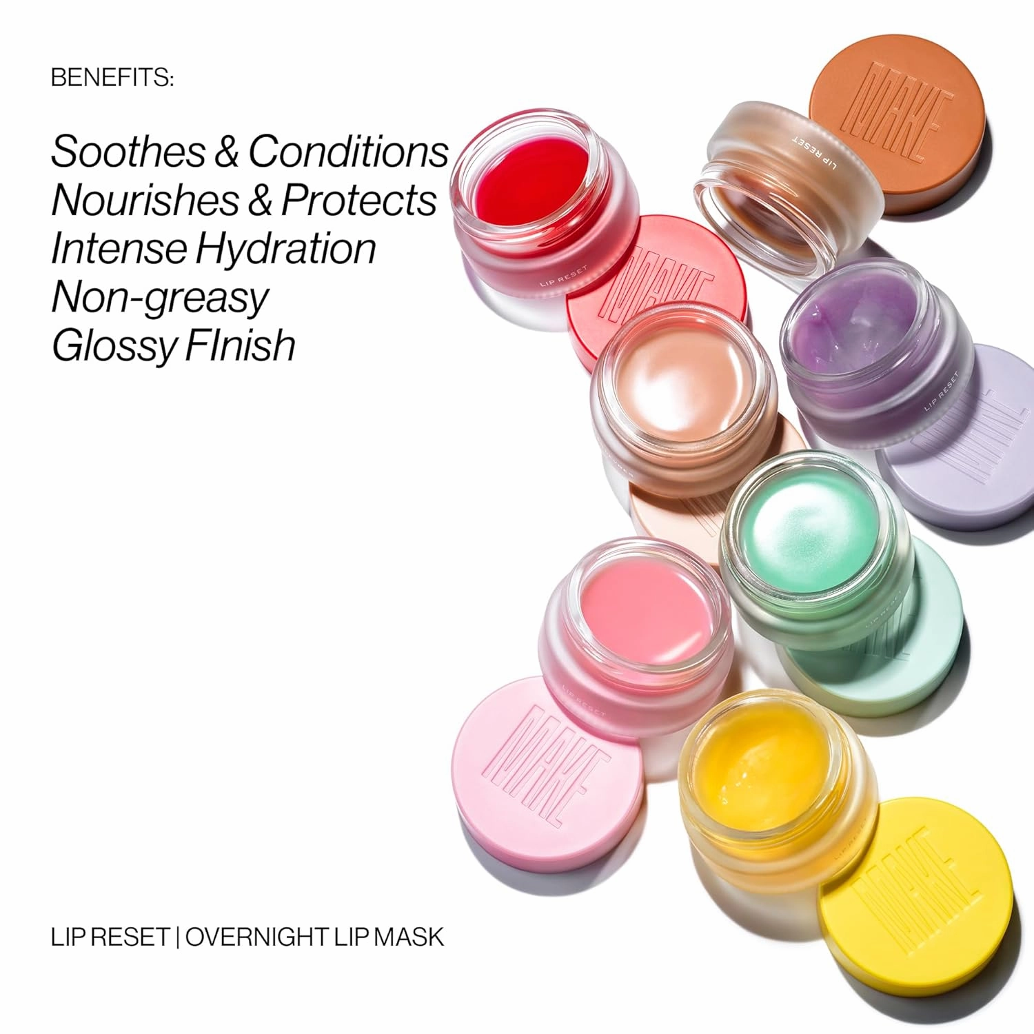 MAKE Beauty Lip Reset Overnight Lip Mask. Nourishing, Hydrating Lip Treatment for Dry, Flaky Lips. Plumps, Softens, and Smooths. Violet Vapor Flavor