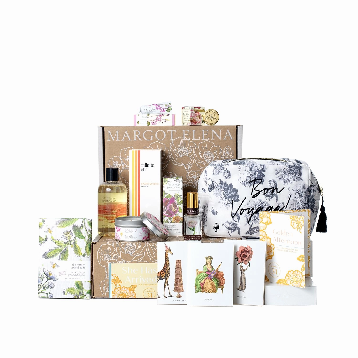 Margot Elena Summer Discovery Box, Bath and Beauty Gift Set for Women, Self Care Kit, Women’s Fragrances, Pampering Luxury Spa Body Care Package, and Essentials