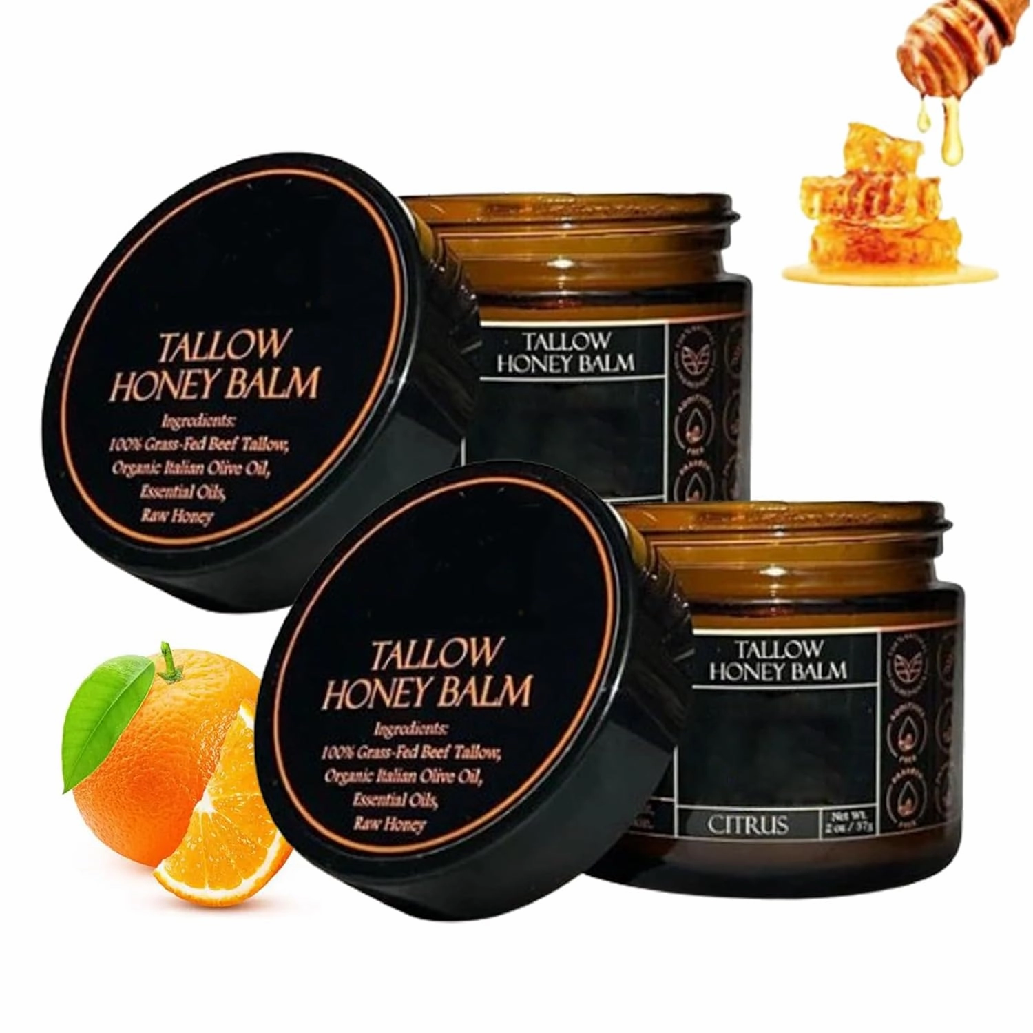 Marromi Beef Tallow for Skin, Marroomi Tallow Honey Balm, Maromi 𝐓𝐚𝐥𝐥𝐨𝐰 Honey Balm, Organic Grass-Fed Beef 𝐓𝐚𝐥𝐥𝐨𝐰 𝐁𝐚𝐥𝐦 with Raw 𝐇𝐨𝐧𝐞𝐲, Deeply Moisturizes The Skin (2 Pcs)