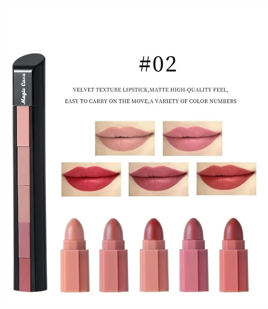 Matte Lipstick Makeup Set, Velvet Hydrated Moisturizing Long Lasting Lip Gloss Makeup Gift Sets For Girls And Women（5 In 1 ） (Color : 2PCS)