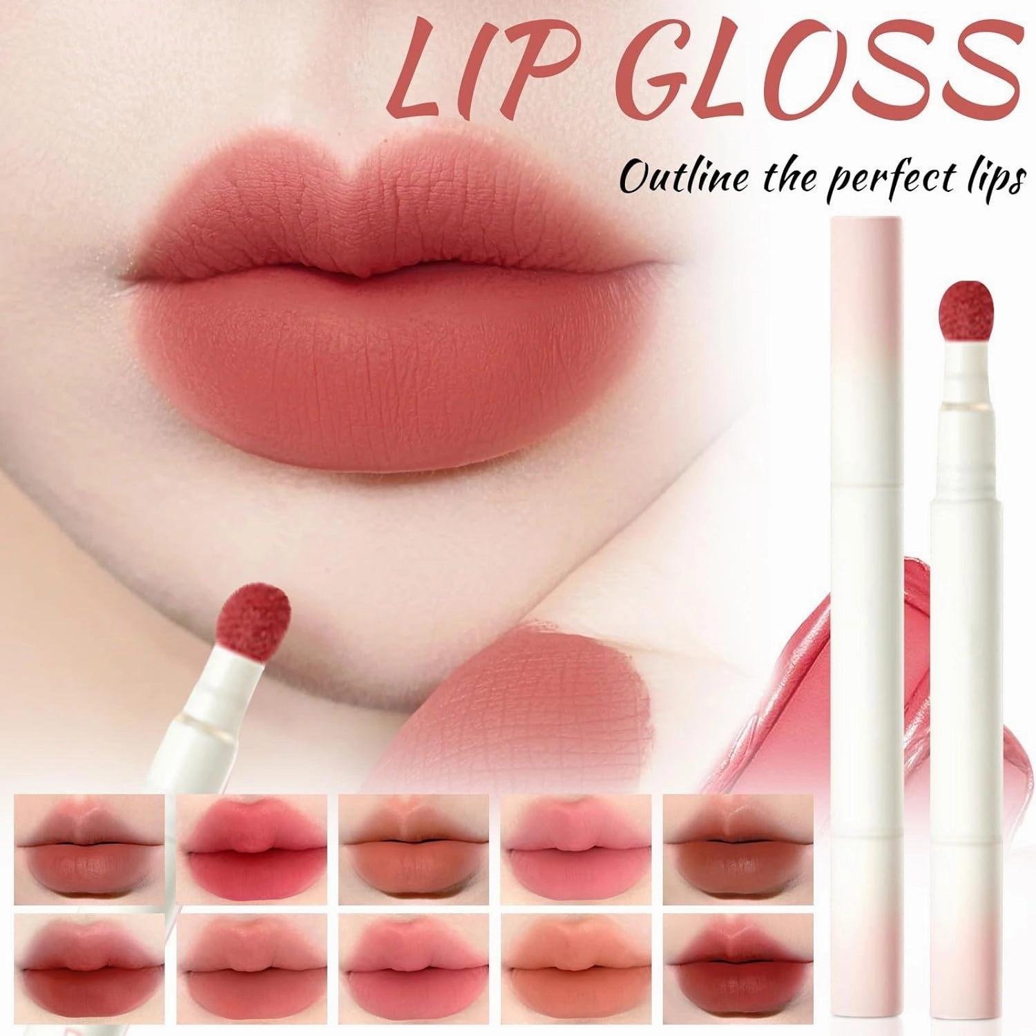 Matte Lip Glaze, Powder Cream Cushion Lip Cream, 20 Ml Matte Lip Glaze Brick Red Whitening Lipstick Makeup Lip Mud Lip Powder Cream Lipstick (Hot Pink, Standard)