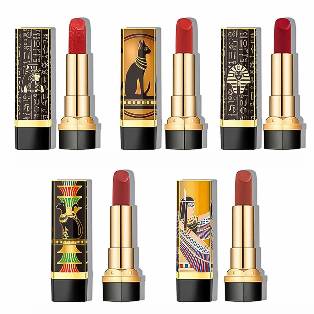 Matte Lipstick The British Museum Egypt Series Luxury Satin Lipstick Long-Lasting Vegan Cruelty-Free (5 PCS)
