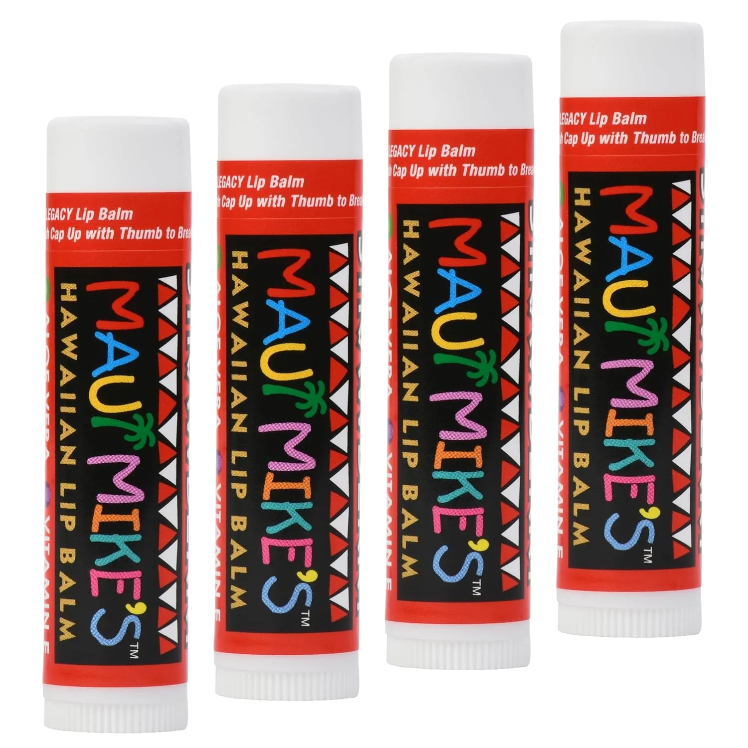 MAUI MIKE'S Best Tasting Lip Balm STRAWBERRY (4 PACK) Contains Aloe Vera,Vitamin E and Beeswax. Glides on Smooth Like the Perfect Wave. Great for Chapped Lips. Non Waxy.