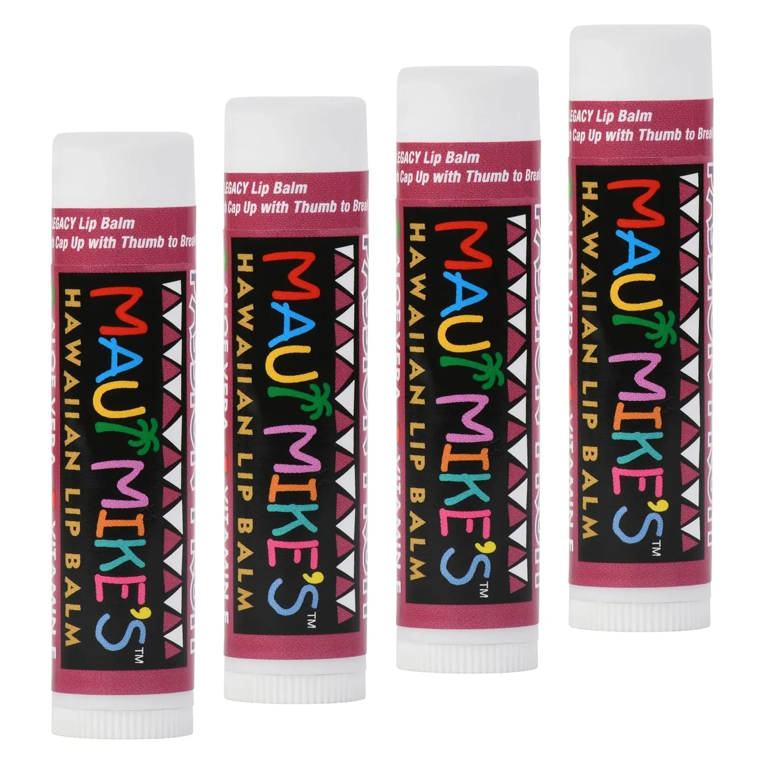 Maui Mike's Passion Fruit Lip Balm (4 units). Best Tasting Lip Balm. Vitamin E, Aloe Vera and Moisturizer.