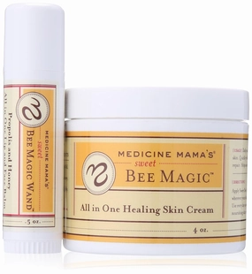 Medicine Mama's Apothecary Sweet Bee Magic and Lip Balm, Organic Skincare Set, 4.5 Ounce