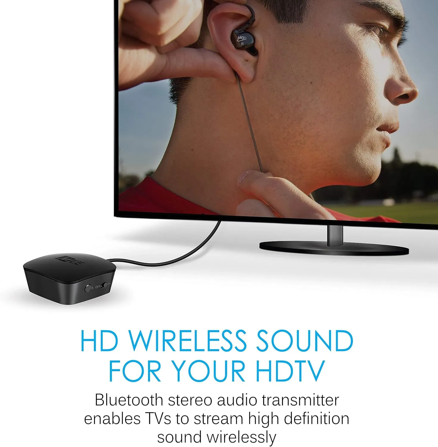 MEE audio Connect Bluetooth Audio Transmitter for up to 2 Bluetooth Wireless Headphones/Speakers, Bluetooth Adapter with AptX Low Latency for TV/PC/Airplane/Gym with 3.5mm Jack/AUX/RCA/Optical input