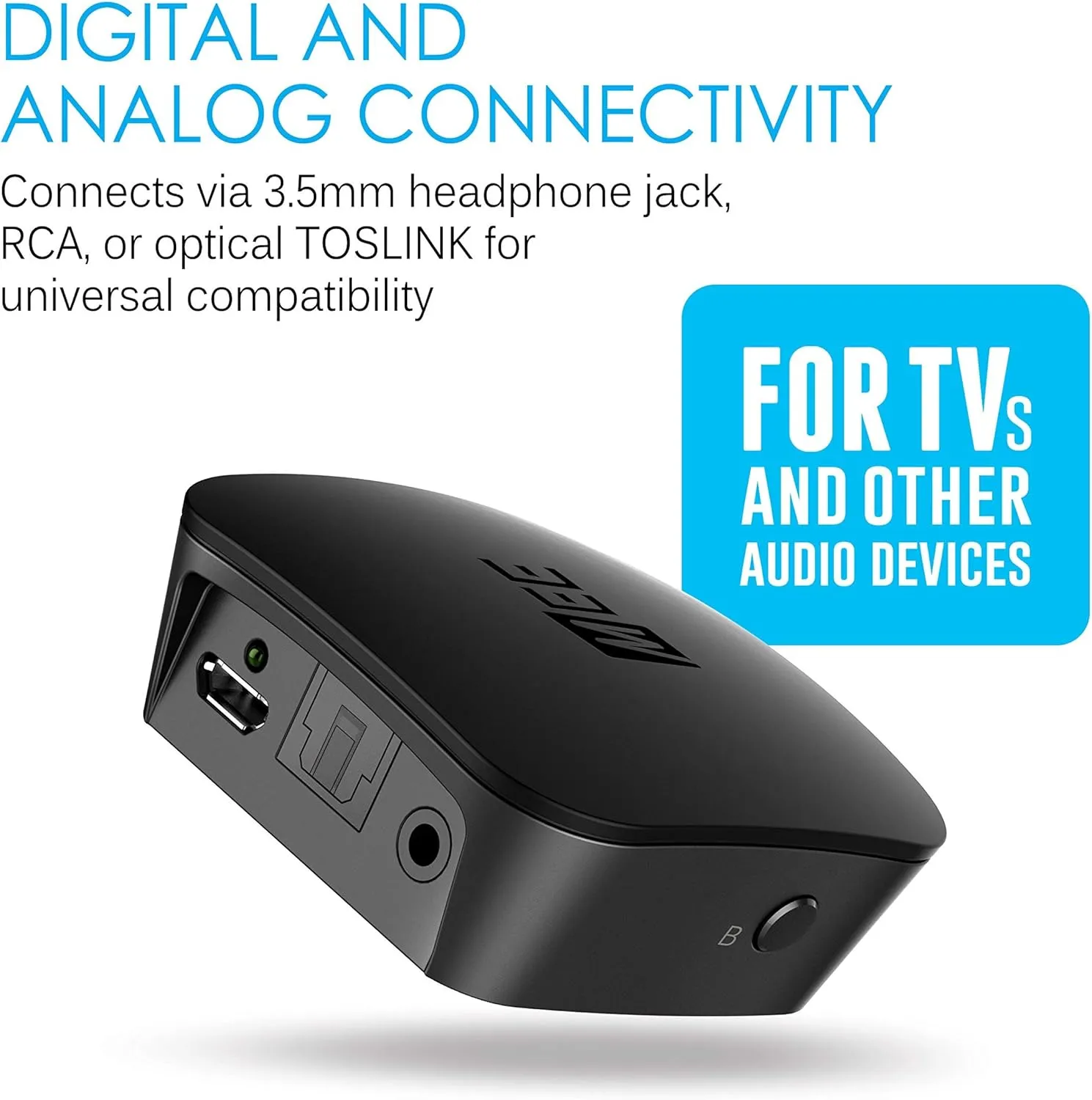 MEE audio Connect Bluetooth Audio Transmitter for up to 2 Bluetooth Wireless Headphones/Speakers, Bluetooth Adapter with AptX Low Latency for TV/PC/Airplane/Gym with 3.5mm Jack/AUX/RCA/Optical input