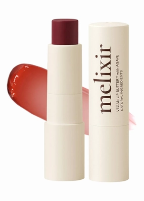 Melixir Vegan Lip Butter #06 Lust Red(Tinted) ( 11 more colors), Bee Free, Petrolatum Free, Deep Nourishing Plant-Based Vegan Chapstick, Vegan Lip Balm for Dry, Cracked and Chapped Lips