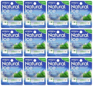 Mentholatum Natural Ice Medicated Lip Protectant Sunscreen, 0.16 Ounce (Pack of 12)