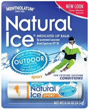 Mentholatum Natural Ice Sunscreen/Lip Protectant SPF 30 Sport 1 Each ( Pack of 48)